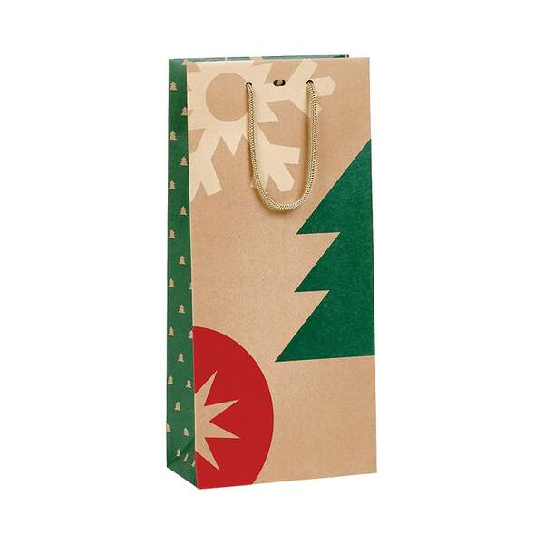 Produktbild Kraftpapiertüte für Flaschen, WEIHNACHTSNATUR