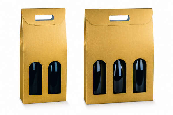 Produktbild Geschenkbox aus Karton „Fibra Oro“ für Champagner 2 oder 3 Flaschen