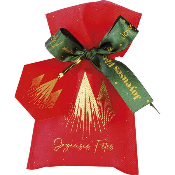 Produktbild PP-Vliestasche Rot/Gold Weihnachten
