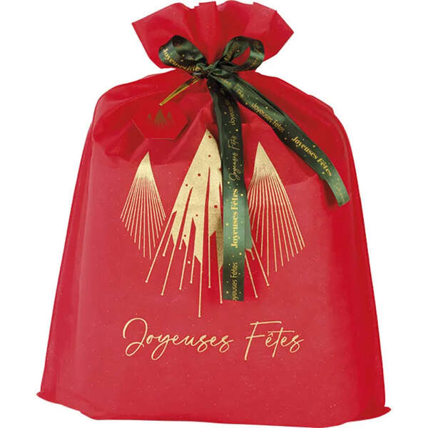 Produktbild PP-Vliestasche Rot/Gold Weihnachten