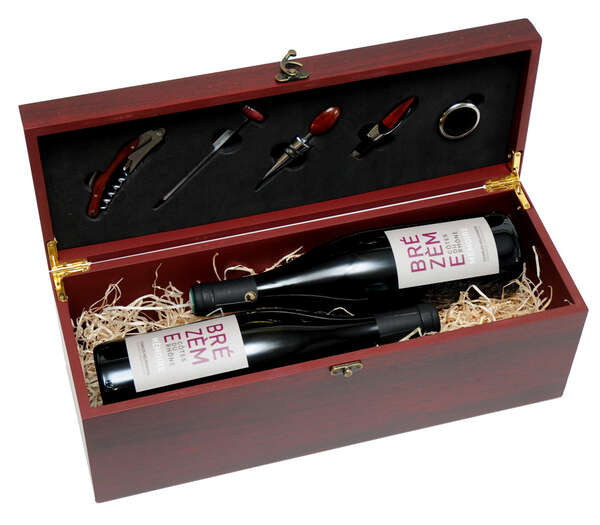 Produktbild Holzkiste Weinkenner 2-Flaschen inkl. Weinbesteck