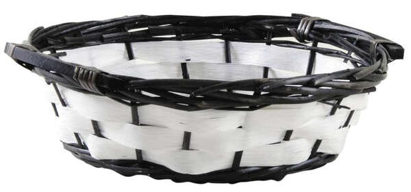Produktbild Flechtkorb Spaltweide schwarz-weiss m. Henkeln