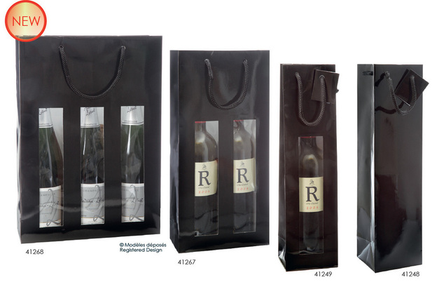 Geschenktasche 1/2/3-Flaschen schwarz Glanzlack : Verpackung fur flaschen und regionalprodukte
