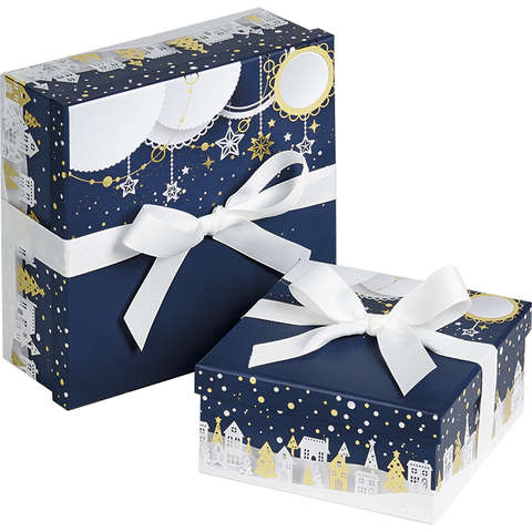 Coffret carton à ruban "Bonnes fêtes" : Geschenkschachtel präsentbox