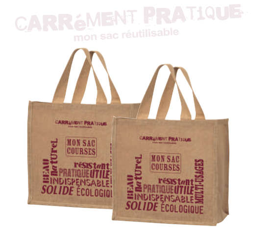 Sacs cabas jute "Carrément Pratique" : Ladentaschen einkaufstaschen modetaschen