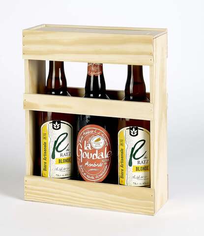 Coffret bois 3 bières 75cl : Verpackung fur flaschen und regionalprodukte