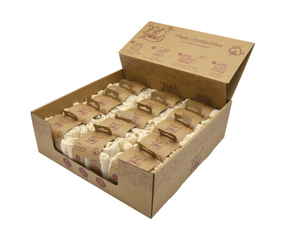 Packs de 2 boites Filets coton bio  : Ladentaschen einkaufstaschen modetaschen