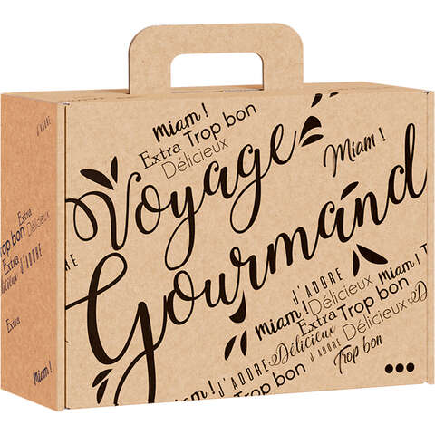 Valisette carton "Voyage gourmand" noire : Geschenkschachtel präsentbox