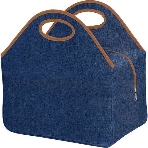 Rechteckiger Thermobeutel jeansblau/braun : Ladentaschen einkaufstaschen modetaschen