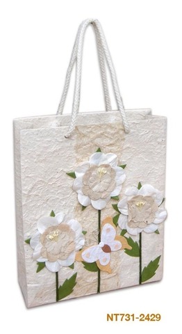 Geschenktasche Handkraft weisse Blumen : Ladentaschen einkaufstaschen modetaschen