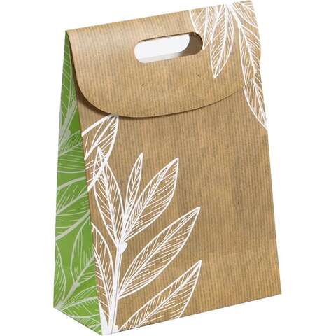 Papptüte "Blätter" : Geschenkschachtel präsentbox