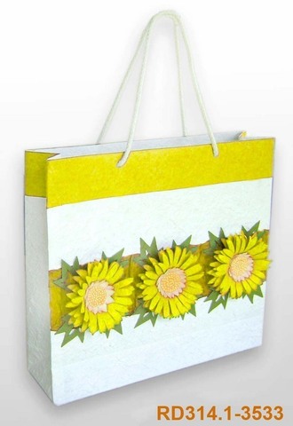Papiertasche Handkraft Sonnenblumen : Ladentaschen einkaufstaschen modetaschen
