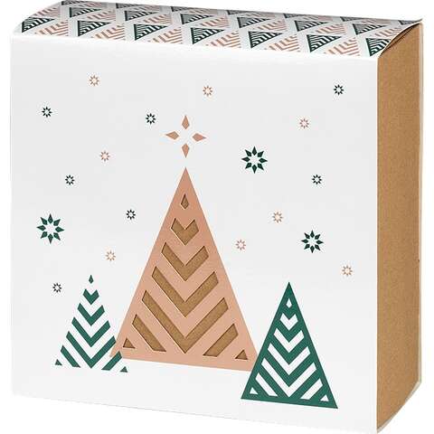 Coffret carton kraft carré fourreau "bonnes fêtes "  : Geschenkschachtel präsentbox