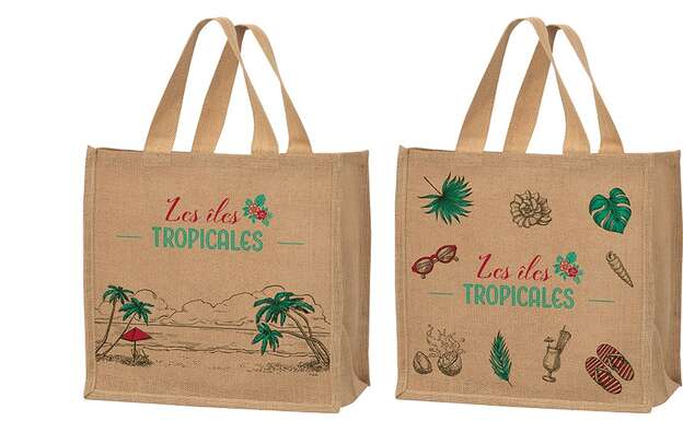 Sacs cabas jute " iles tropicales "  : Ladentaschen einkaufstaschen modetaschen