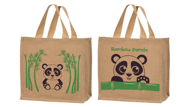 Sacs cabas jute "Bambou Panda"  : Ladentaschen einkaufstaschen modetaschen