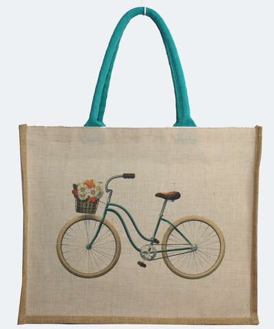 Jute-Einkaufstasche &#8222;Fahrrad&#8220;. : Artikel zum weiterverkauf