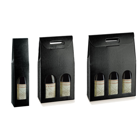 Präsentierungskiste schwarz 1/2/3-Flaschen Riesling : Verpackung fur flaschen und regionalprodukte