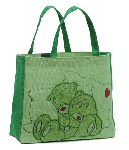 Shopping Tasche Jute grüne Teddys : Ladentaschen einkaufstaschen modetaschen