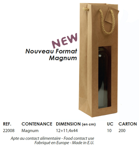 Geschenktasche Kraft 1 Flasche Magnum m. Fenster : Verpackung fur flaschen und regionalprodukte