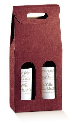 Flaschenkarton rot 2-Flaschen stehend 'Milano' : Verpackung fur flaschen und regionalprodukte