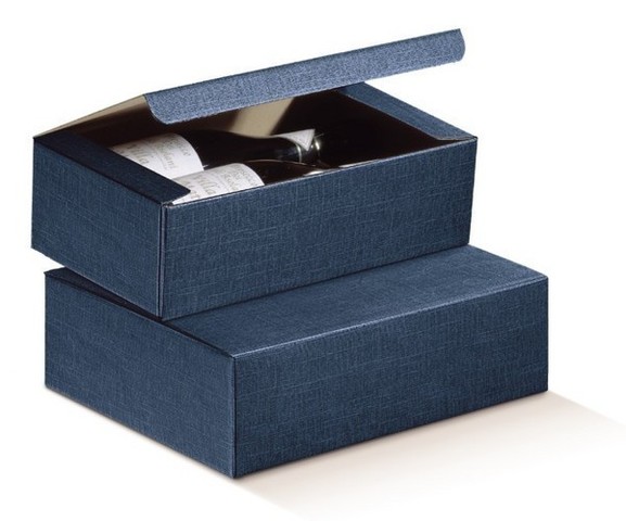 Flaschenkarton dunkelblau 2-Flaschen 'Milano' : Verpackung fur flaschen und regionalprodukte