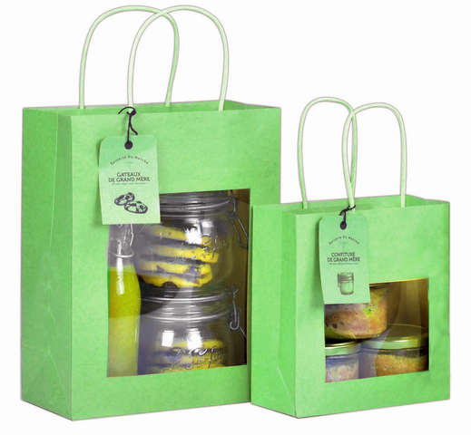 Krafttasche hellgrün m. Fenster : Verpackung für einmachgläser konfitürenglas preserve