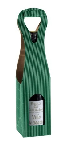 Flaschenkarton Design grün 1-Flasche stehend 'Milano' : Verpackung fur flaschen und regionalprodukte